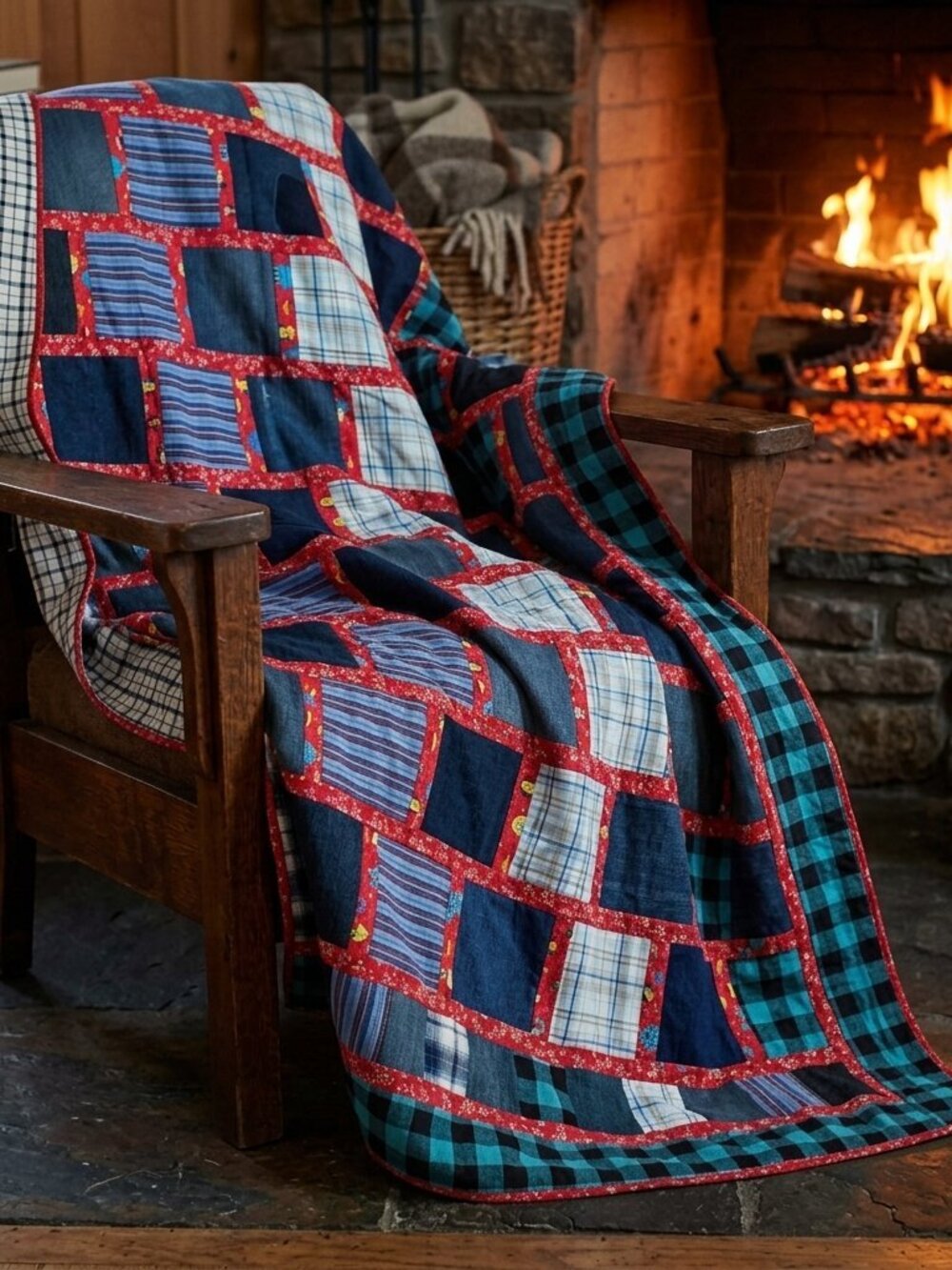 Handmade Denim Twin Size Quilt Throw Bedding Comforter Upcycled Jeans